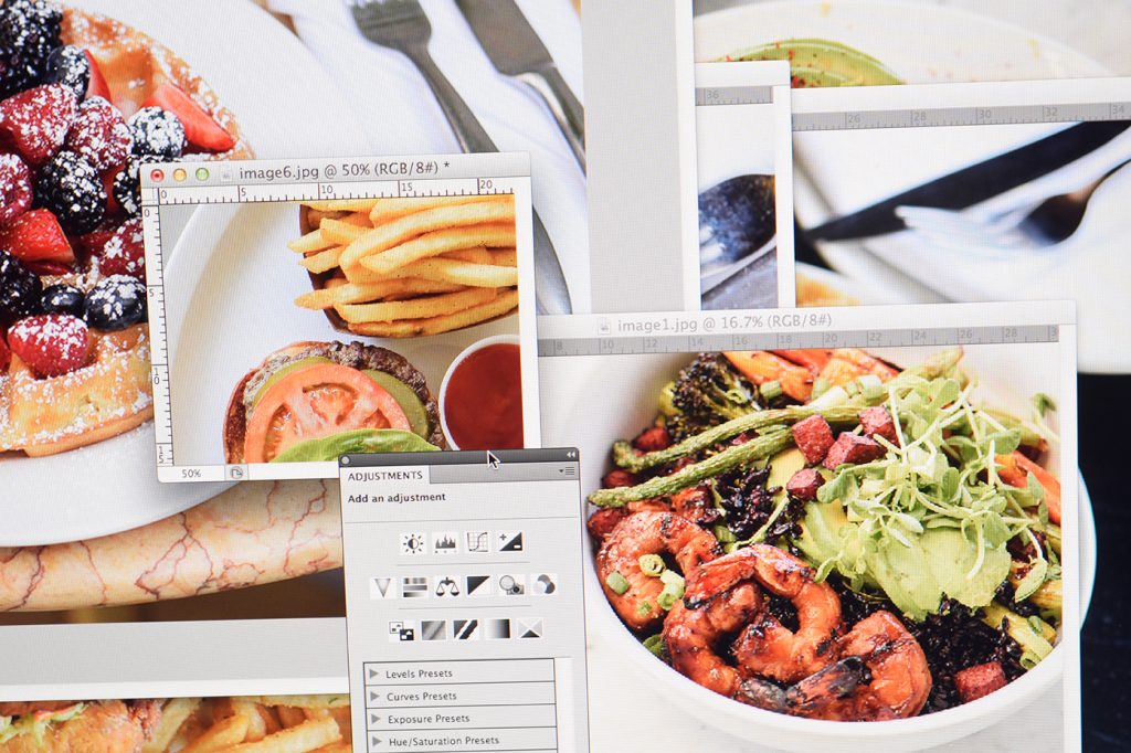 Editing a food photography portfolio for a food photography course