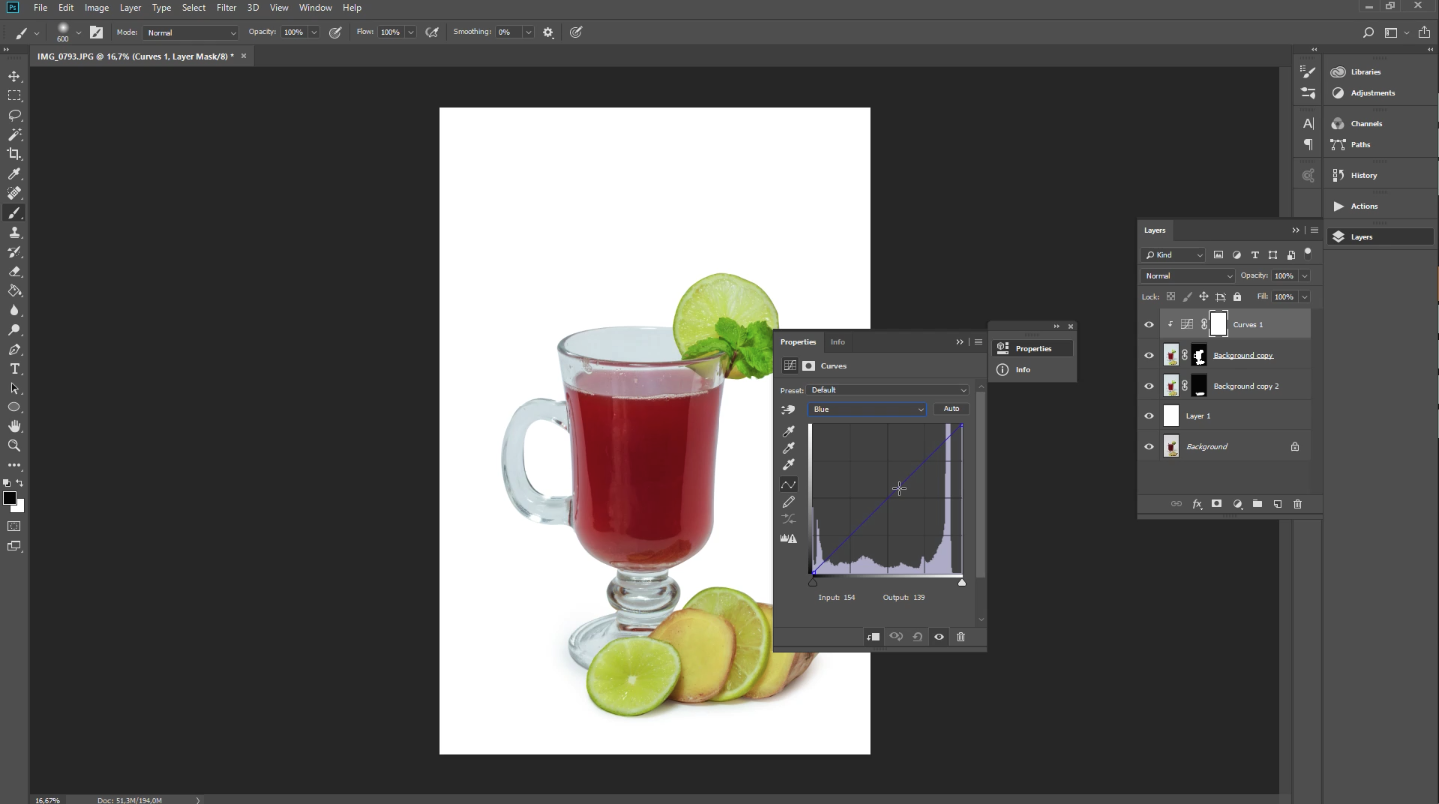 food photography editing in Photoshop