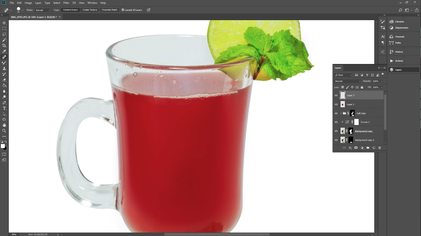 food photography editing in Photoshop